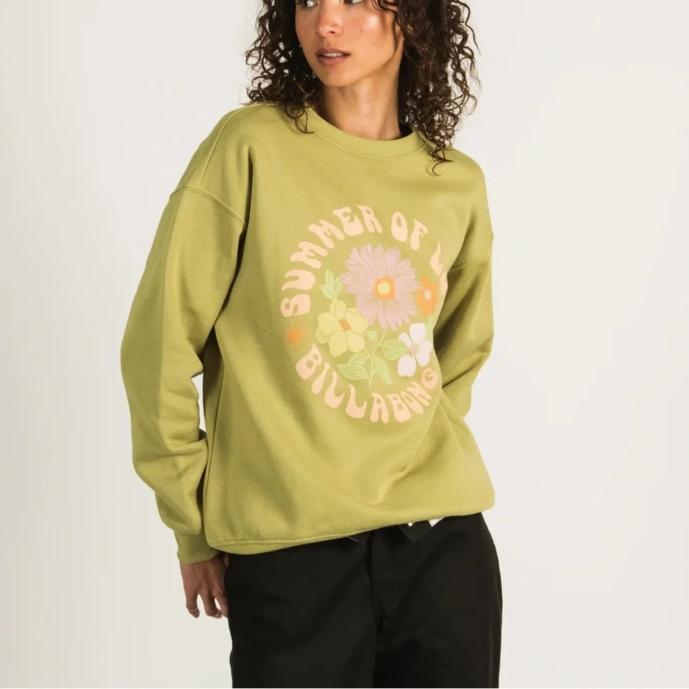 Billabong Summer of Love Sweatshirt Oversized Retro Boho Cozy Chic Lg Surfcore - Picture 15 of 15